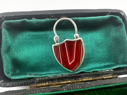 Sterling silver Banded Agate & Thistle shield padlock.