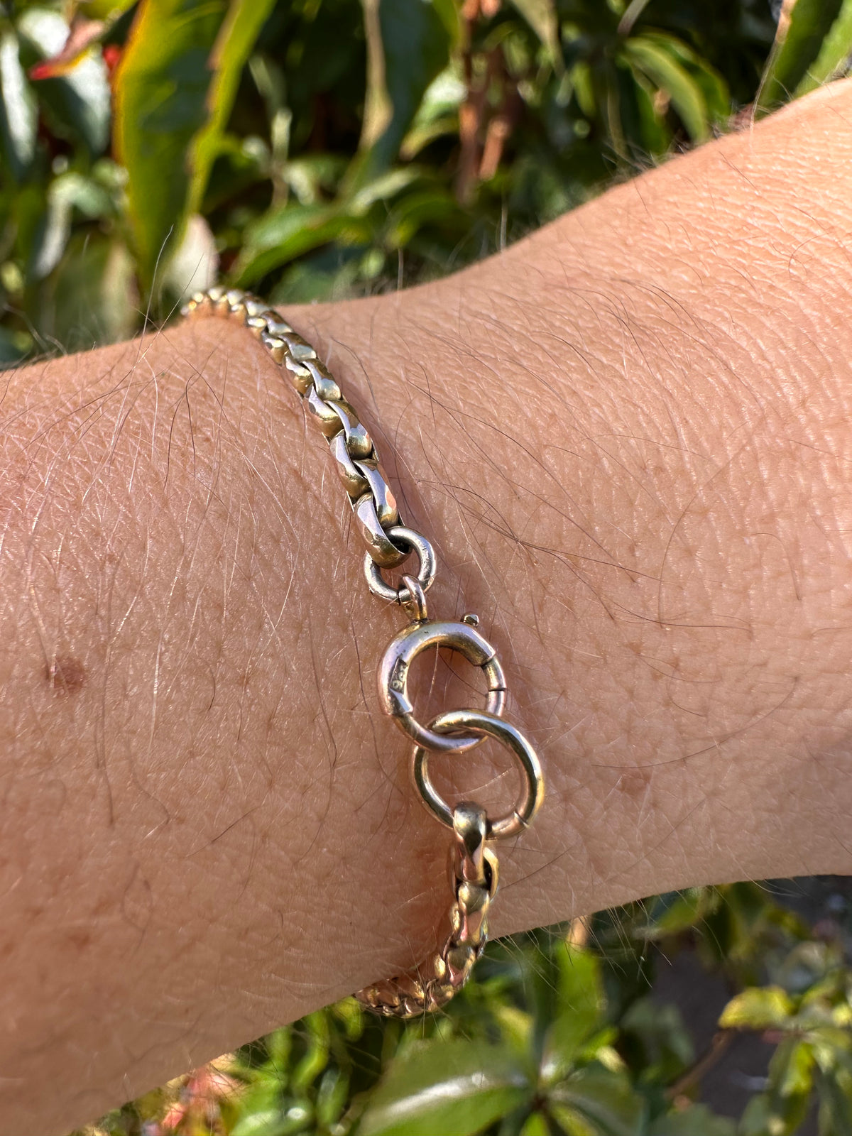 Antique 9ct Peachy Gold Oval Belcher Bracelet with bolt clasp