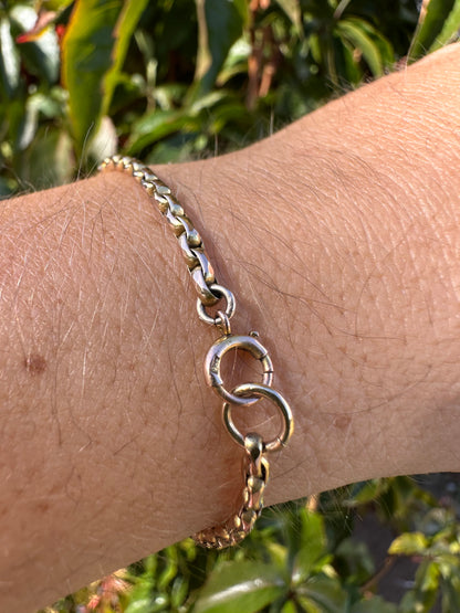 Antique 9ct Peachy Gold Oval Belcher Bracelet with bolt clasp