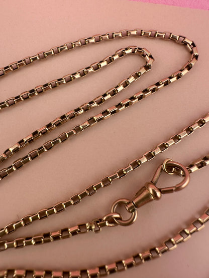 Antique 9ct Rose Gold Box chain with swivel dogclip