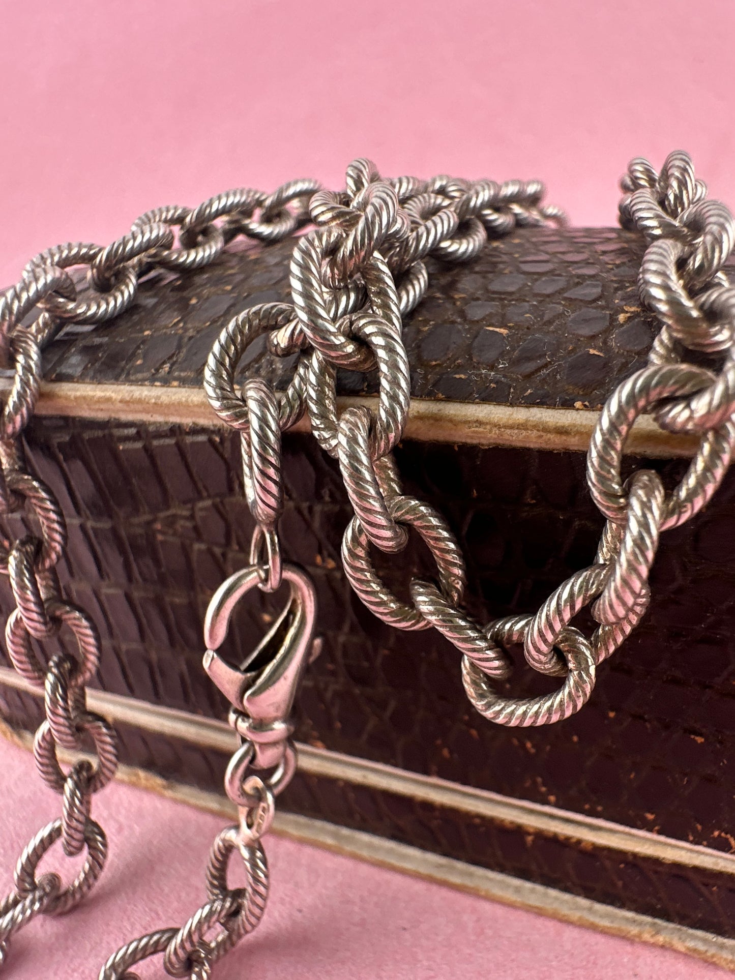 Sterling silver textured cable chain