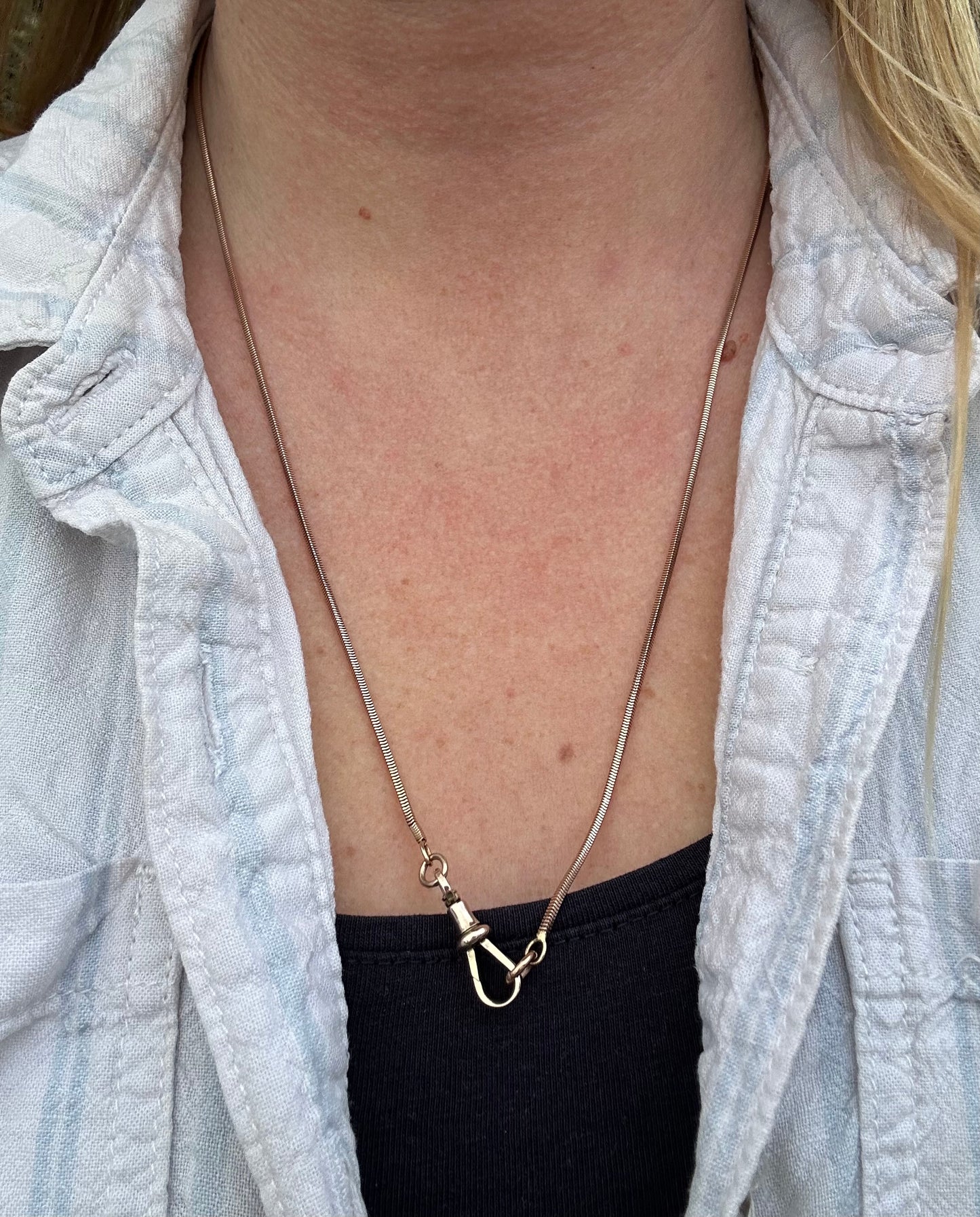 9ct Rose Gold Snake Chain with dog clip