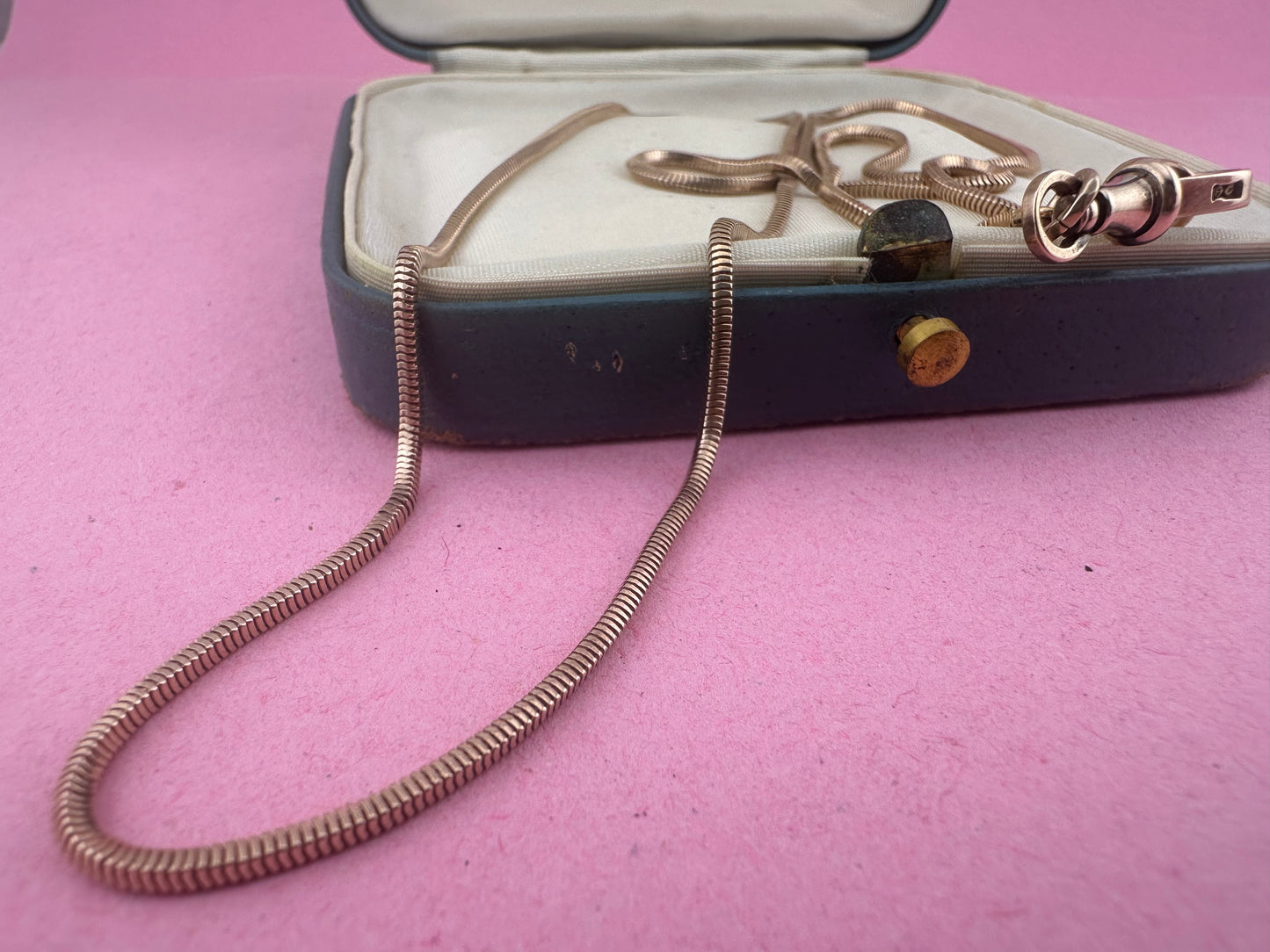 9ct Rose Gold Snake Chain with dog clip
