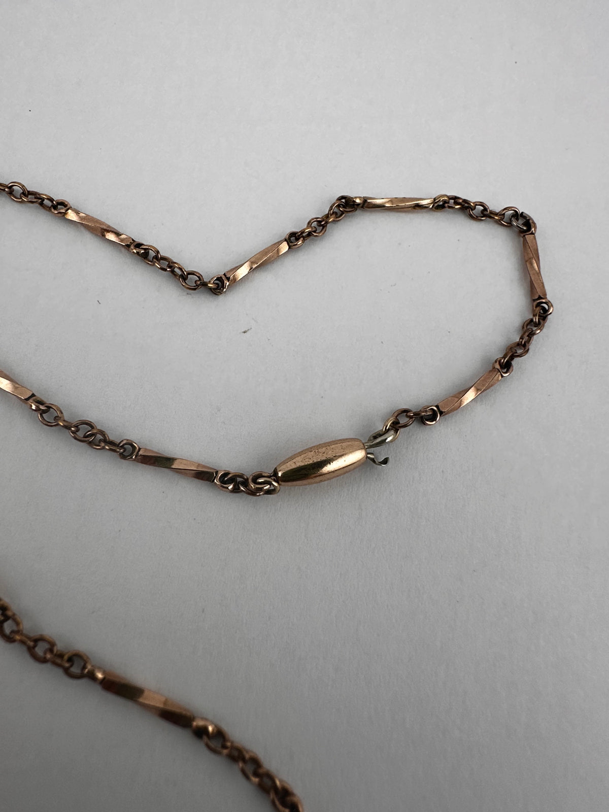 Antique 9ct Rose Gold Twist Bar station chain