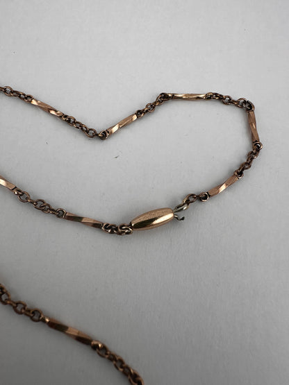 Antique 9ct Rose Gold Twist Bar station chain