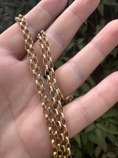Vintage 9ct Yellow gold Biker Belcher chain