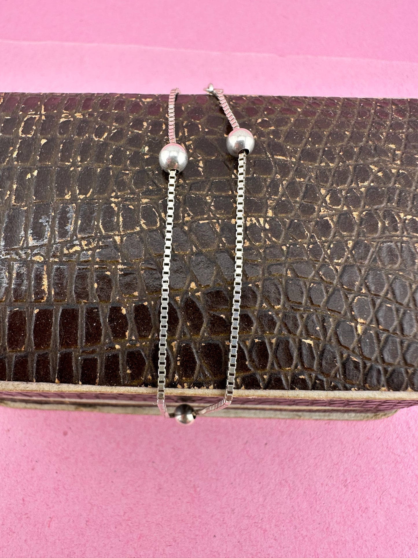 Vintage Sterling silver box and ball bracelet