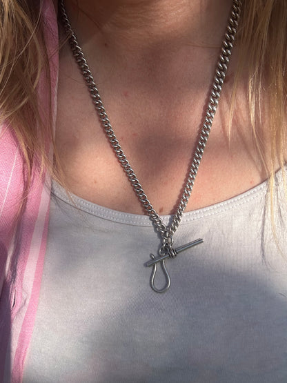 Re-imagined Sterling Silver Albert chain with shepherds hook