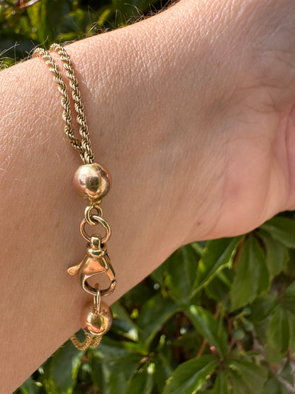 Vintage 9ct gold Bead and Rope bracelet