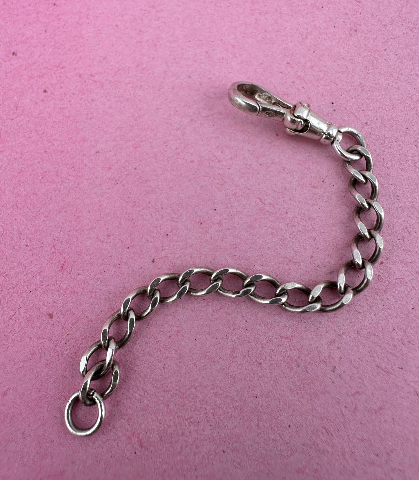 Sterling Silver Flat Curb extender with Dog Clip