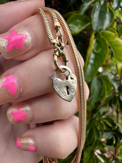 Vintage 9ct gold mini heart padlock