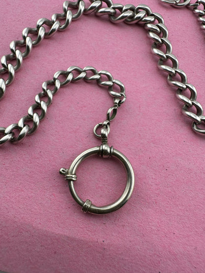Antique Sterling Silver Graduated Curb Albert with XL bolt clasp