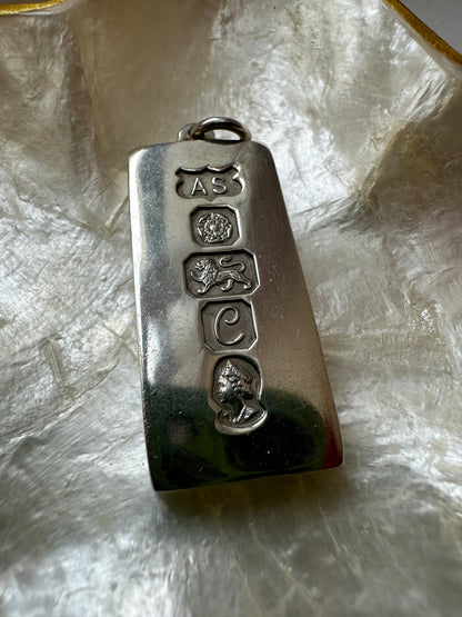 Vintage Silver Ingot pendant - Queen Elizabeth II silver Jubilee 1977