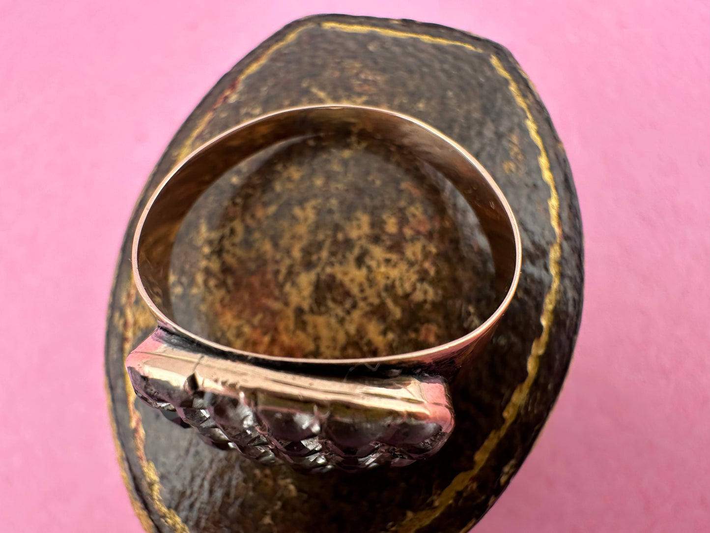 Antique 9ct Rose gold and Paste Cluster ring