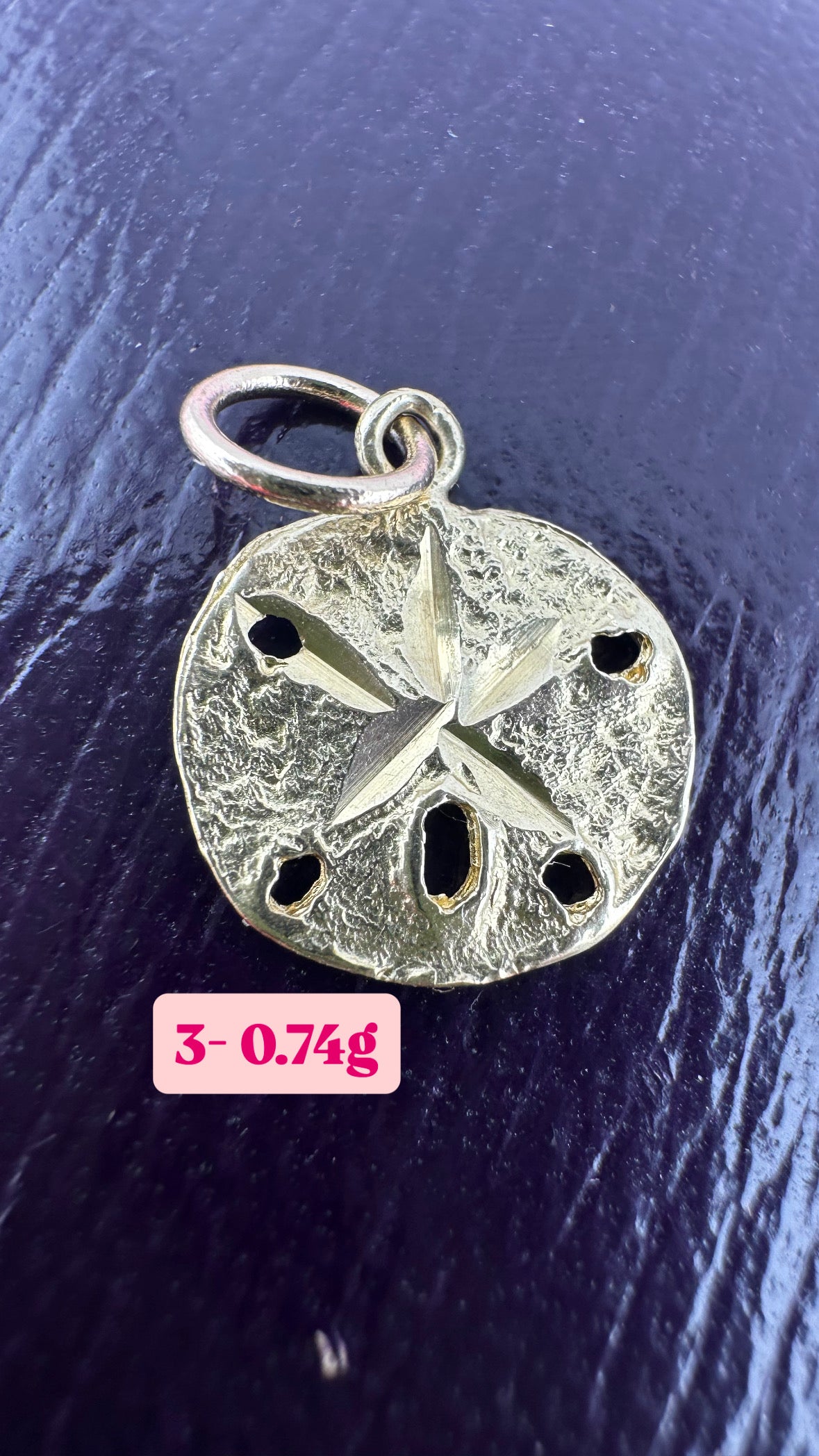 Vintage 14ct Sand Dollar Sea Urchin Charm with 9ct Gold bail.