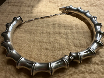 Edwardian Sterling Silver Bamboo Hinged Bangle