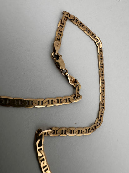Vintage 9ct Yellow Gold Flat Mariner chain