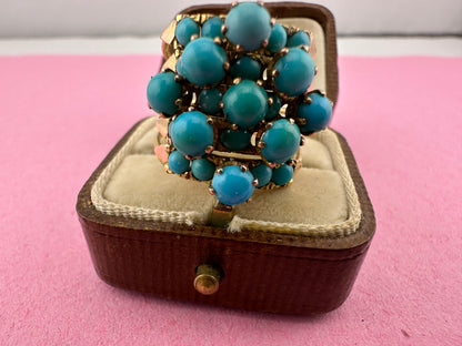 French 14ct Turquoise 5 hinged Harem ring