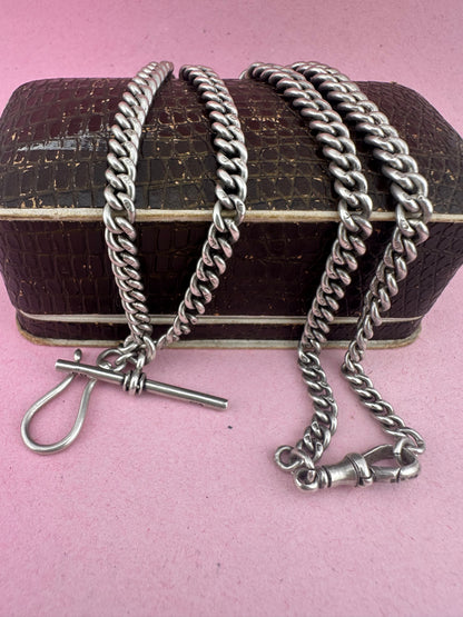 Re-imagined Sterling Silver Albert chain with shepherds hook