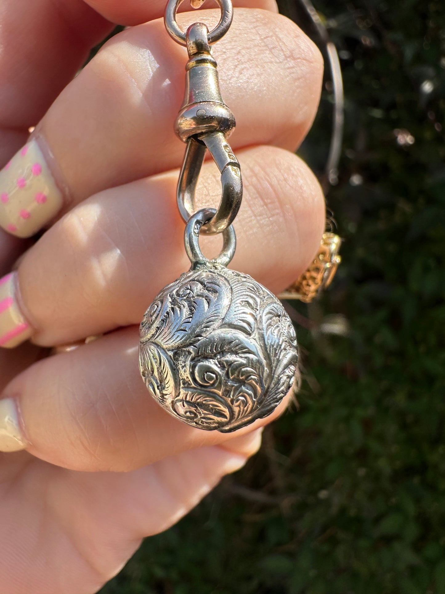 Sterling Silver Engraved Patterned Orb pendant