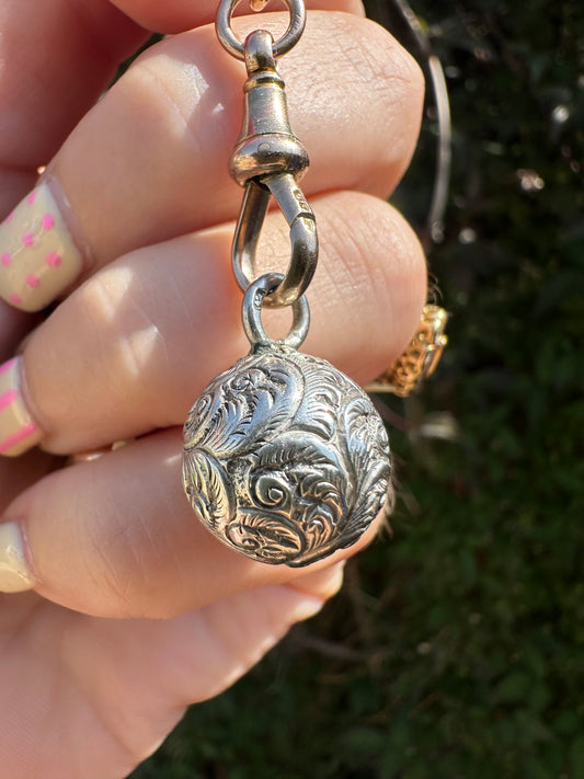 Sterling Silver Engraved Patterned Orb pendant