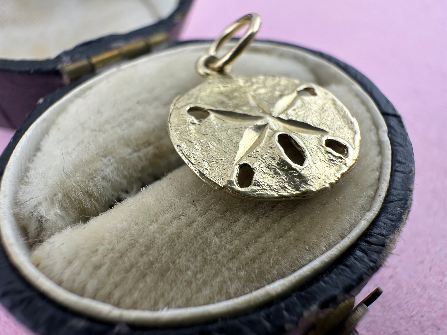 Vintage 14ct Sand Dollar Sea Urchin Charm with 9ct Gold bail.