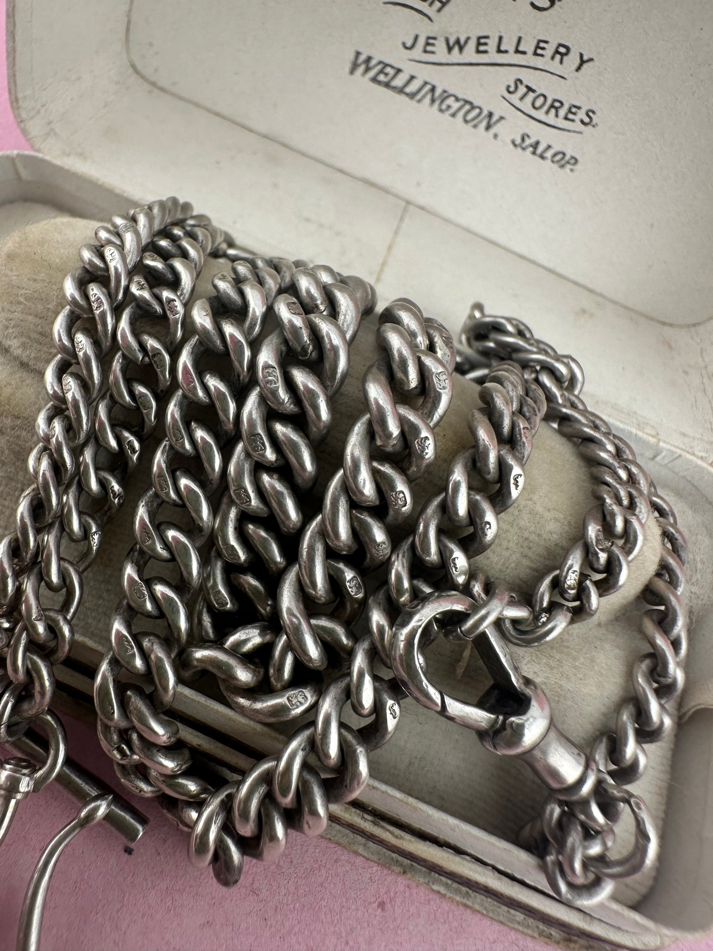 Re-imagined Sterling Silver Albert chain with shepherds hook