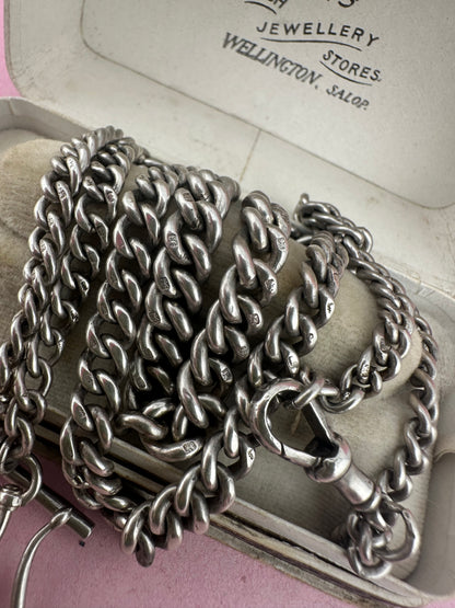 Re-imagined Sterling Silver Albert chain with shepherds hook