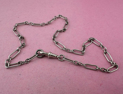 Antique 800 Silver mini trombone chain with dog clip