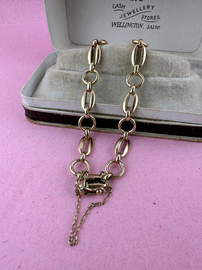 Vintage 9ct Oval and round link bracelet