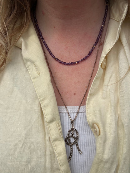 Re-imagined Vintage Amethyst Beads with a Vintage Heart Padlock Clasp
