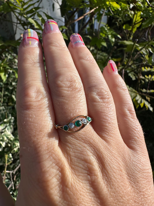 14ct Gold Emerald and Diamond ring