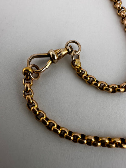Antique 9ct Yellow gold Belcher Chain with faceted dog clip