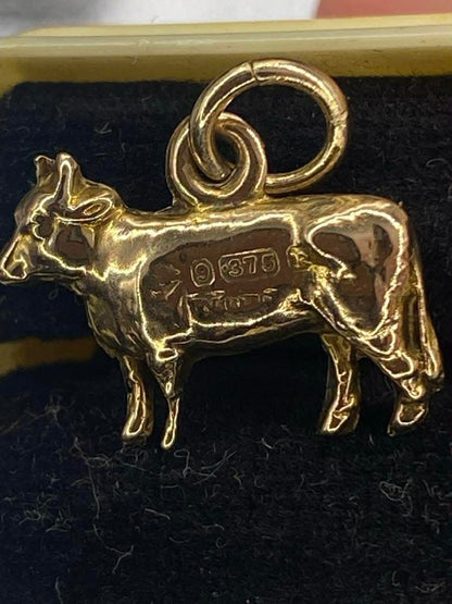 Antique 9ct gold Cow charm