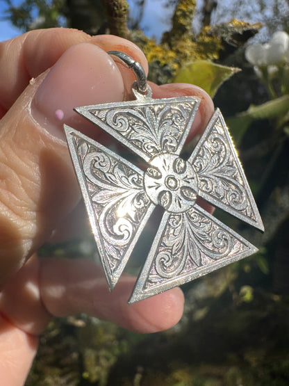 Antique Sterling silver Maltese cross fob