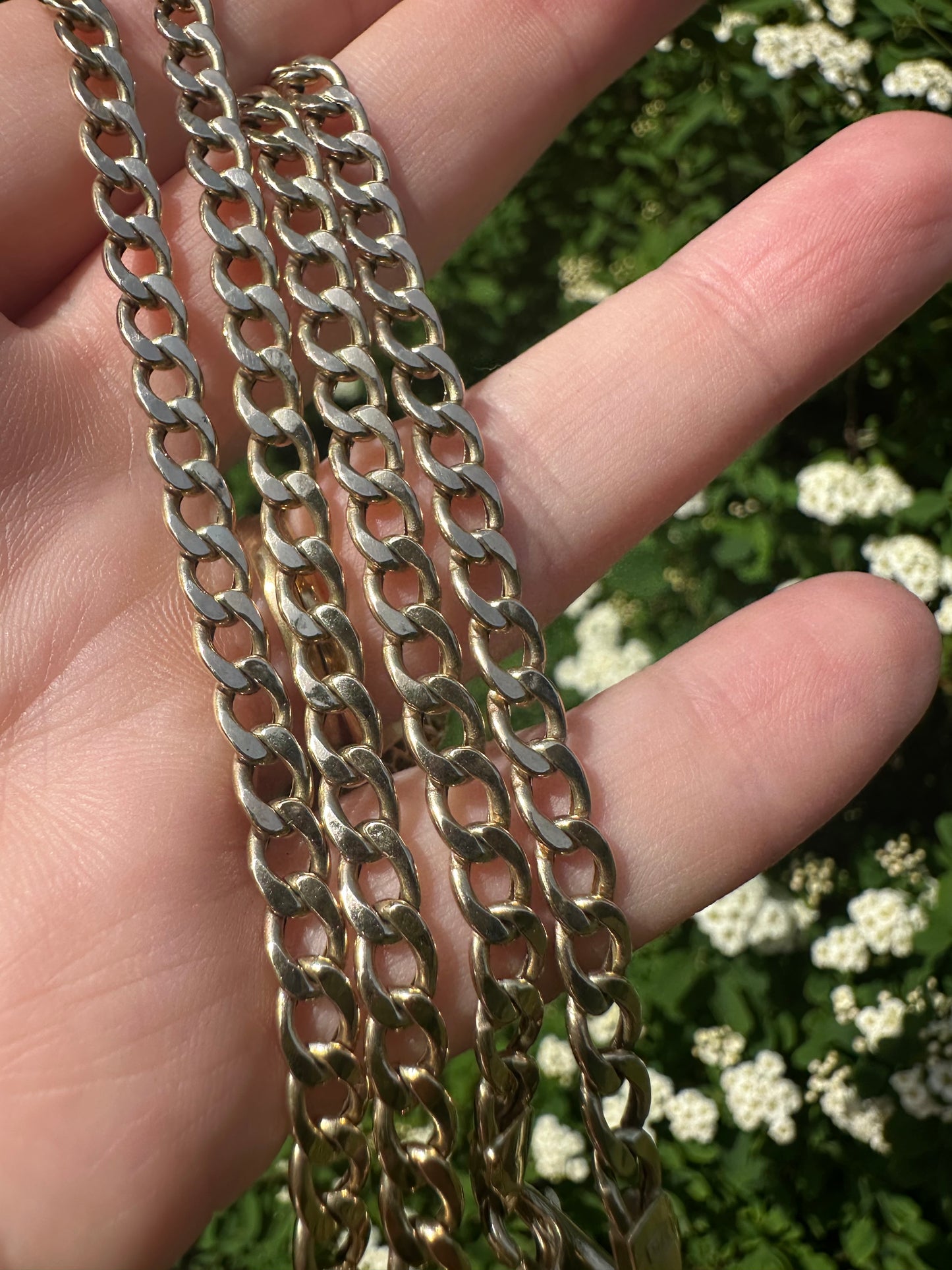 Vintage 9ct yellow gold Flat curb chain