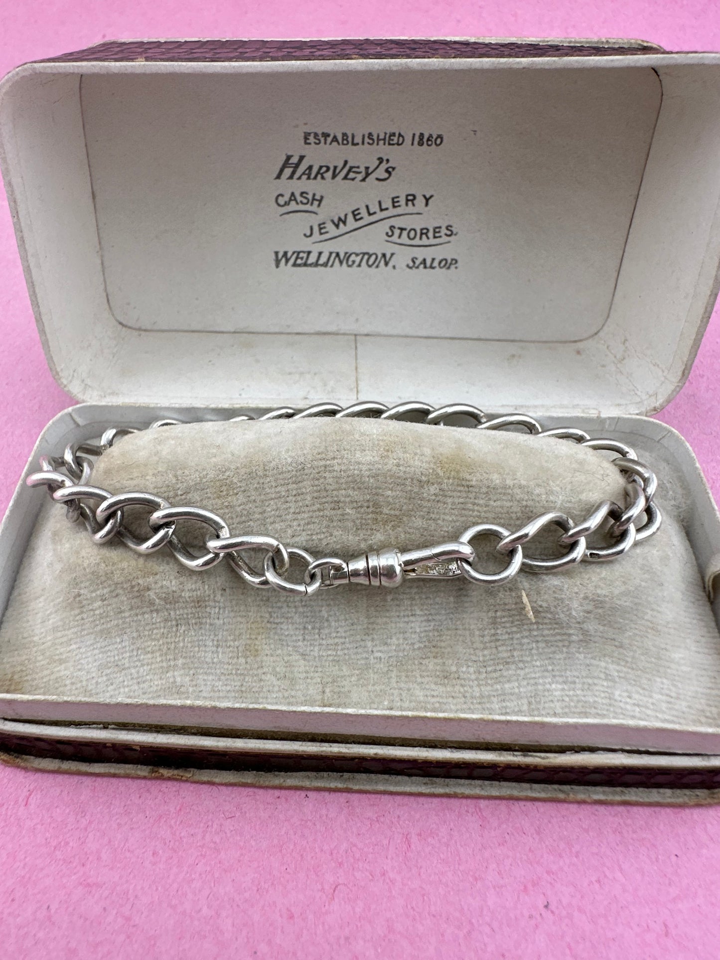 Vintage Sterling Silver Curb bracelet with dog clip
