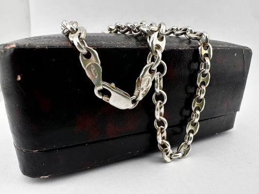 Vintage Sterling Silver Puffy Mariner chain
