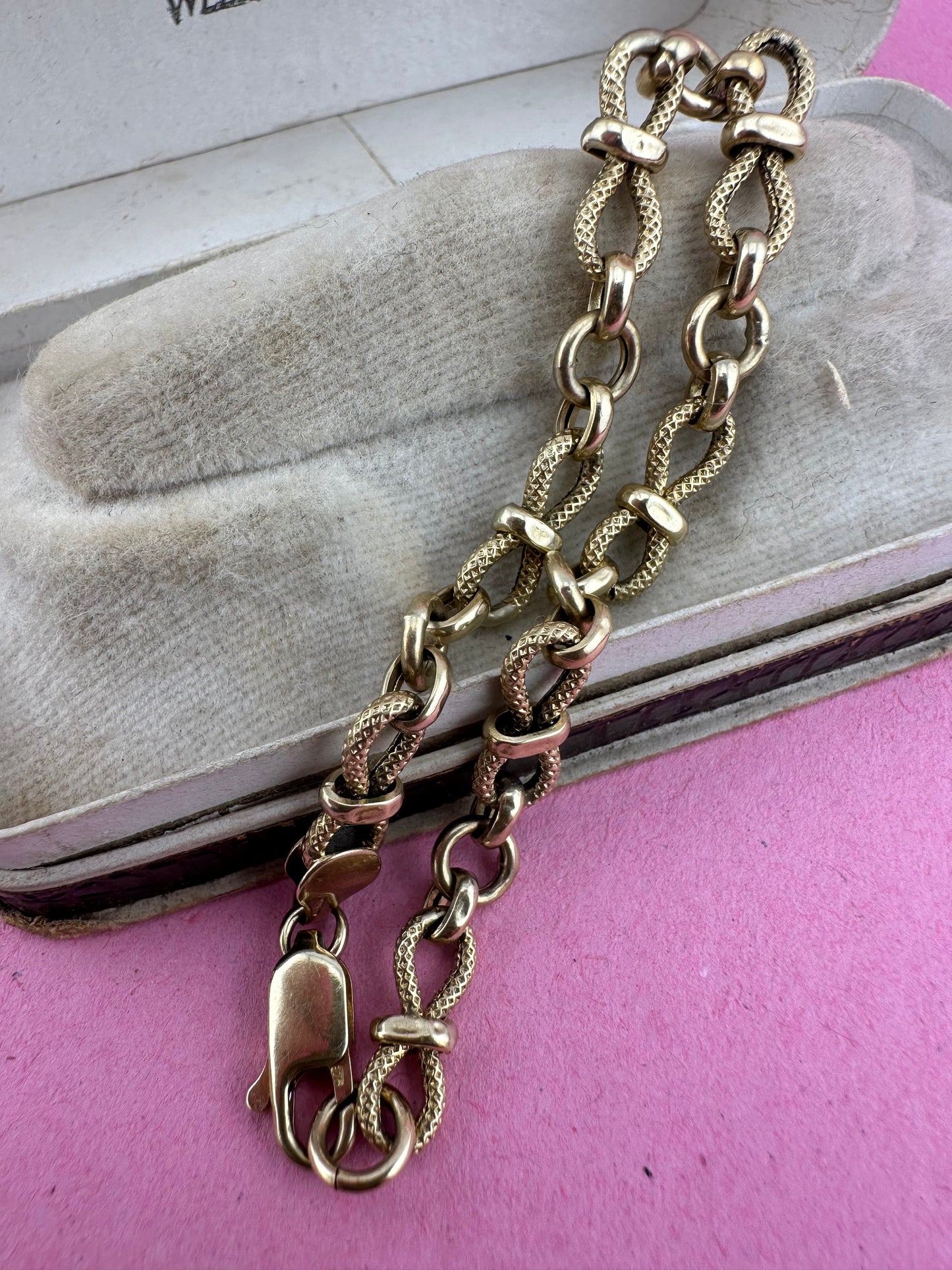 Vintage textured infinity link bracelet