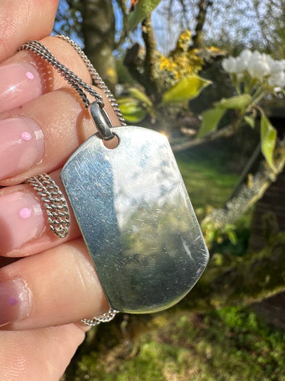 Silver Goldie Nameplate pendant on a curb chain