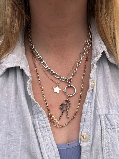 Re-imagined mixed link 800 & Sterling silver Albert chain with XL bolt clasp.