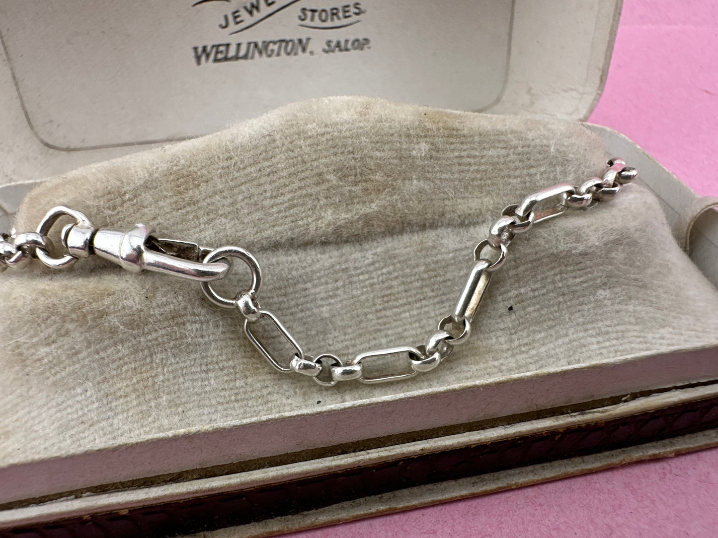 Vintage Sterling Silver Mini trombone link bracelet with swivel dog clip