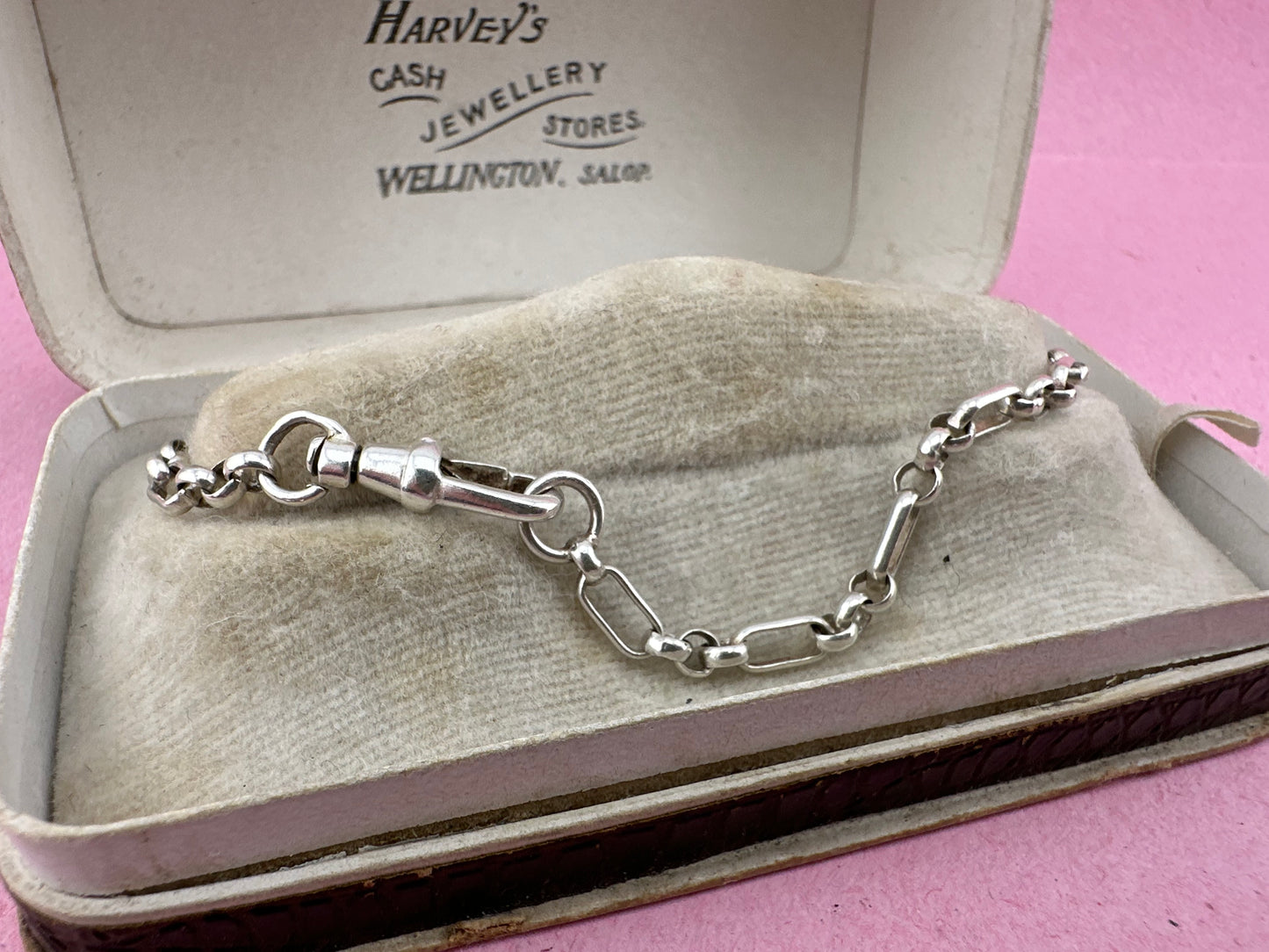 Vintage Sterling Silver Mini trombone link bracelet with swivel dog clip