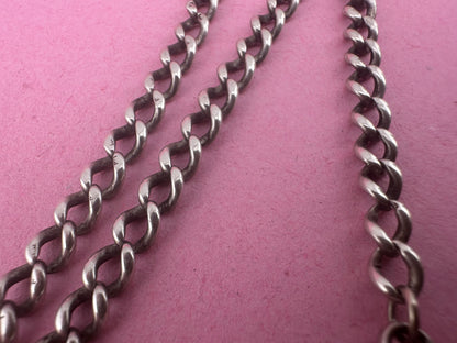 Sterling Silver Albert Chain with double dog clips