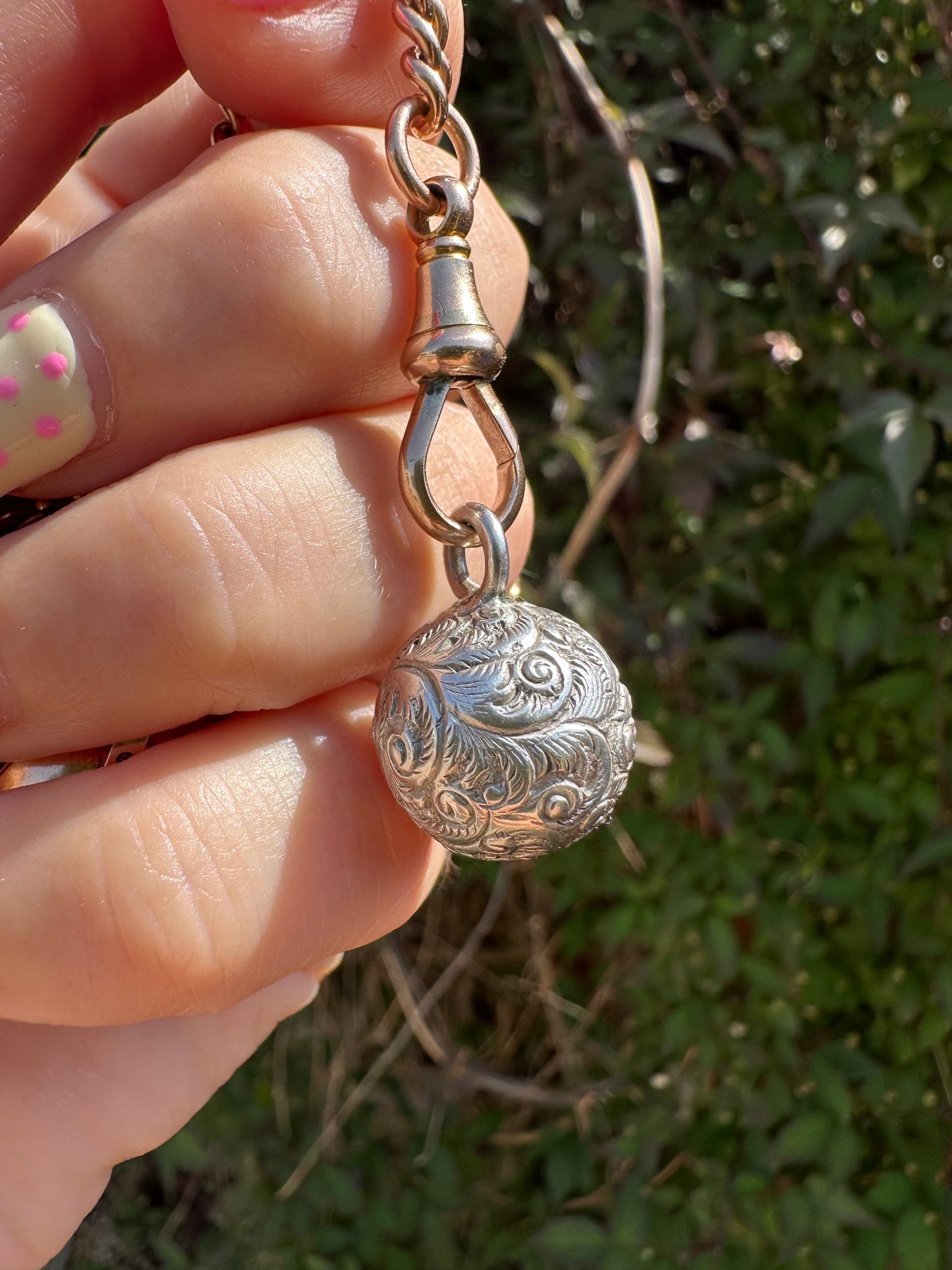 Sterling Silver Engraved Patterned Orb pendant