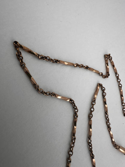 Antique 9ct Rose Gold Twist Bar station chain