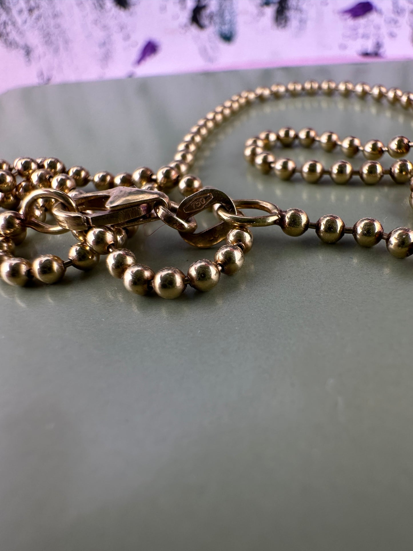 Vintage 18ct Gold Ball chain
