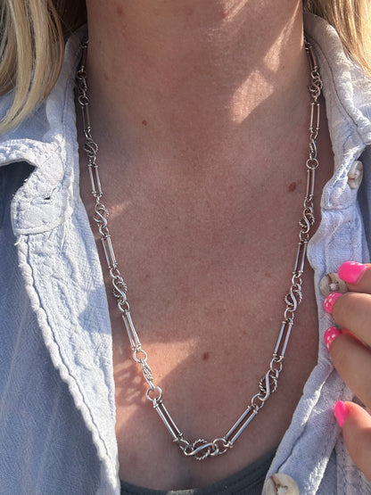 Sterling Silver Trombone with Celtic knot chain