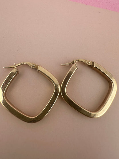 Vintage 9ct Gold Square Hoops