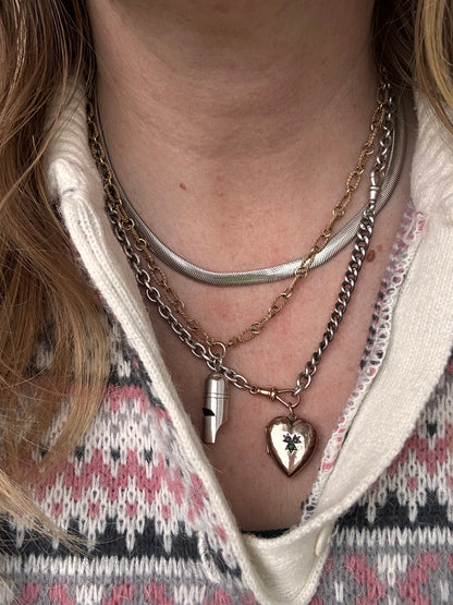 Mix Metal- Sterling Silver Cable chain with 9ct Rose gold Dog clip